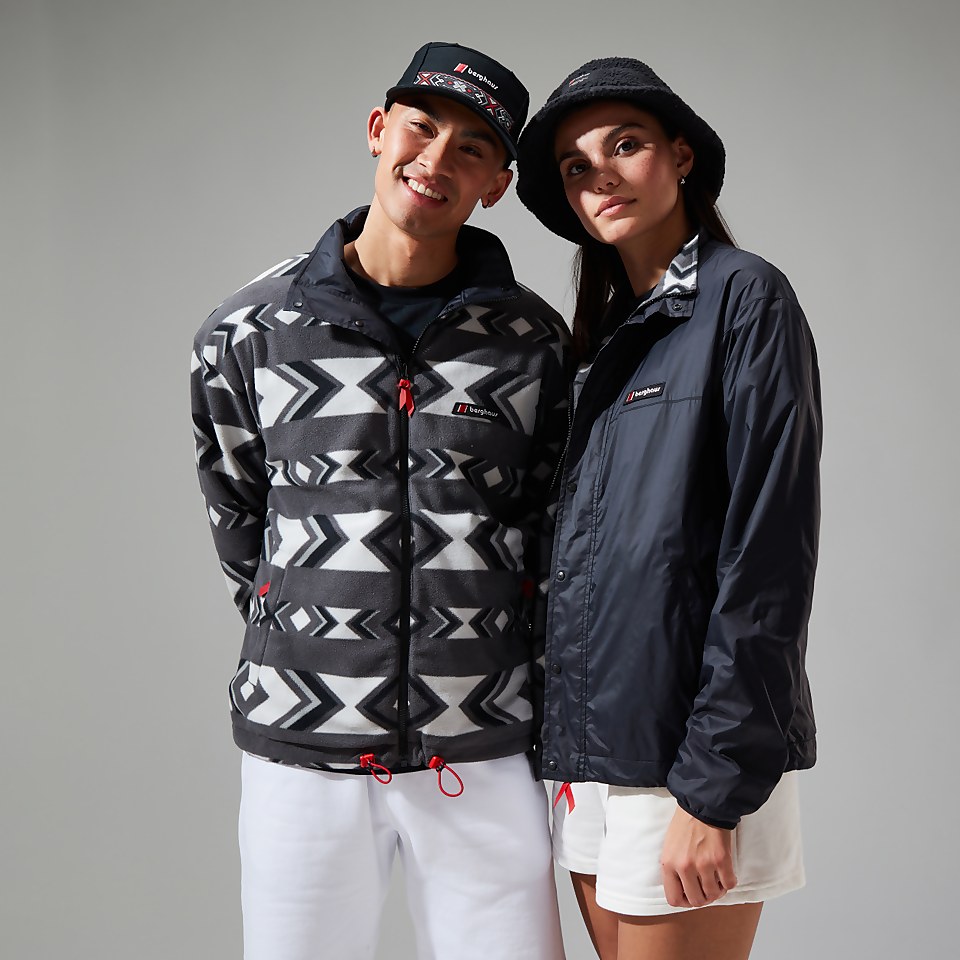 Unisex Reverse Wind Full Zip Fleece - Black/Grey