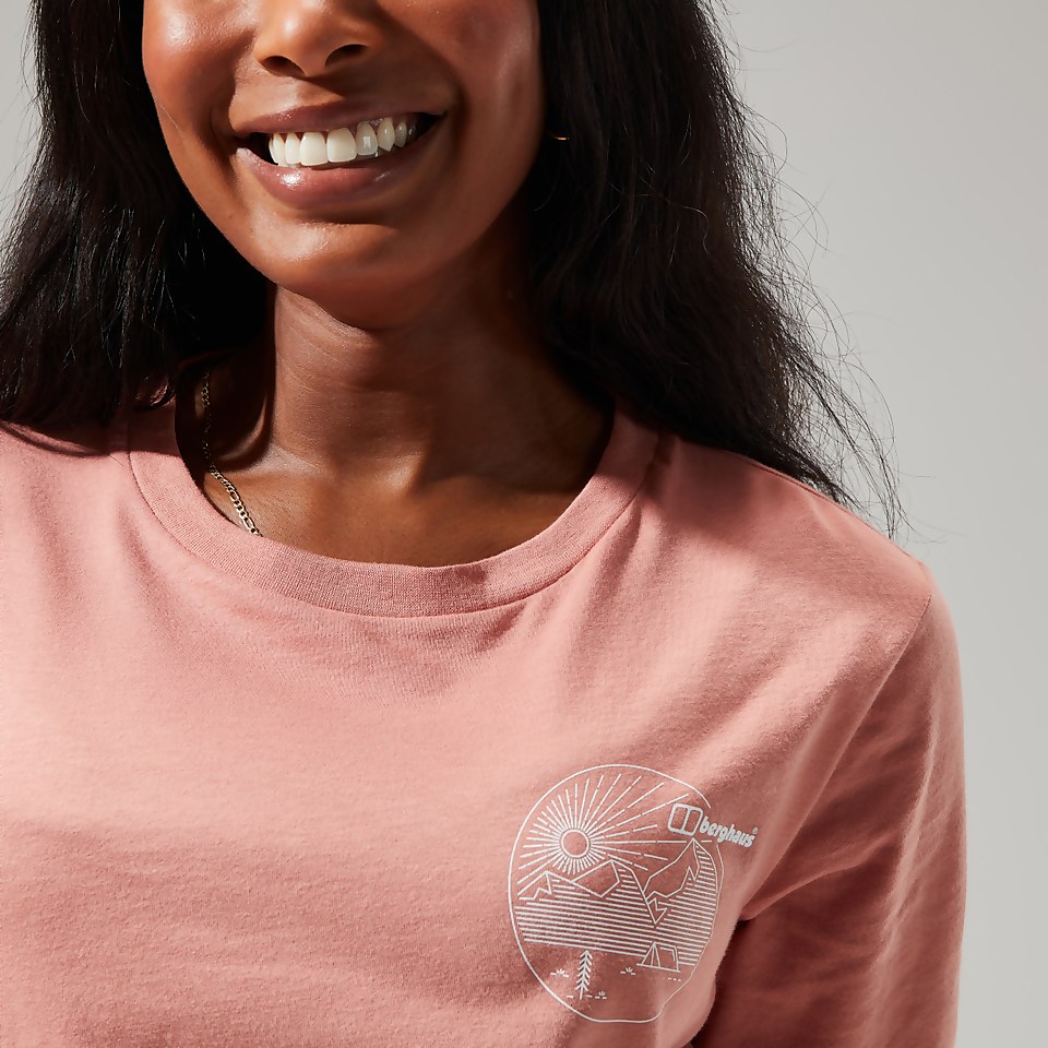 Women's Linear Landscape Long Sleeve Tee Pink