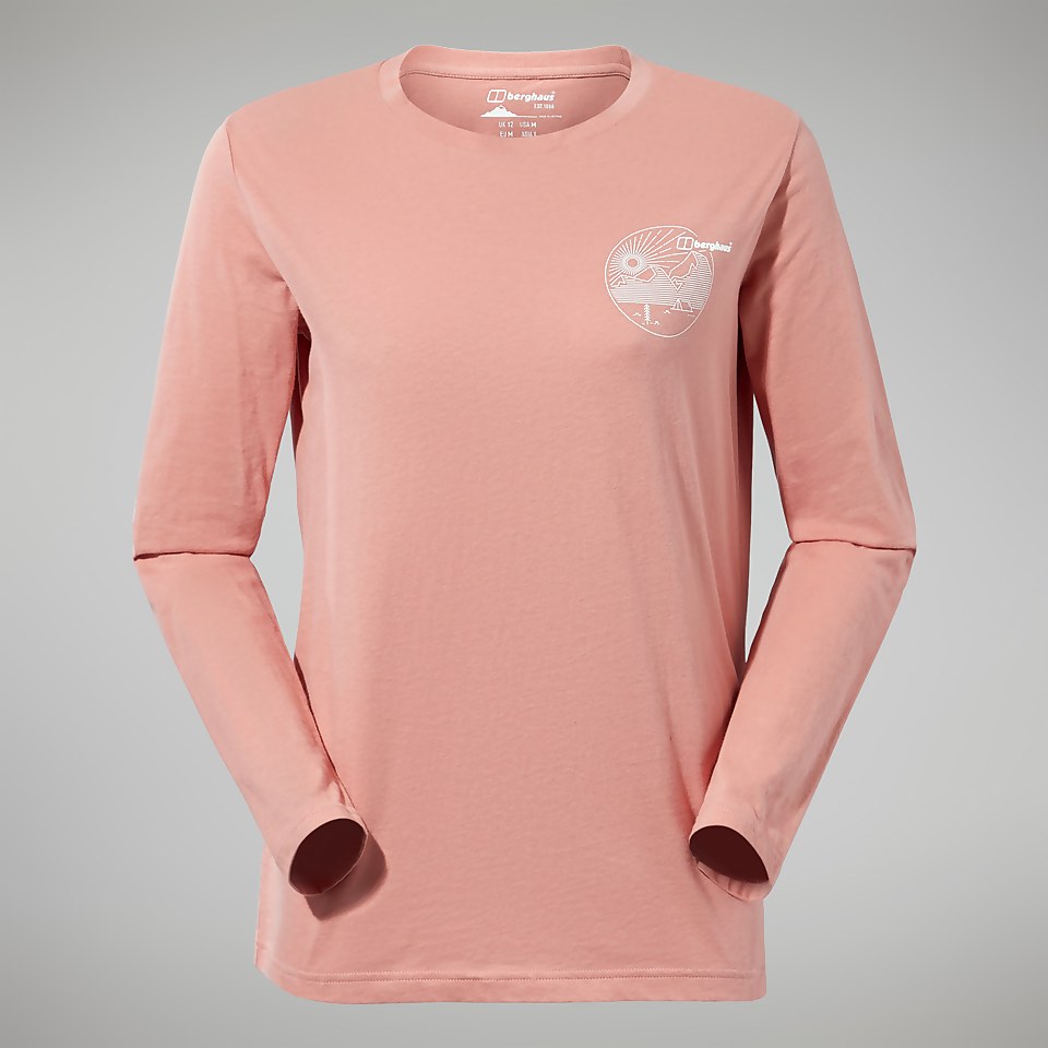 Women's Linear Landscape Long Sleeve Tee Pink
