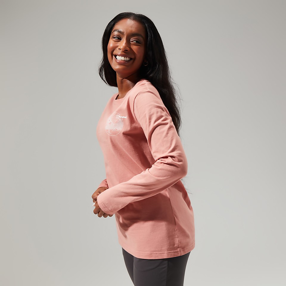 Women's Linear Landscape Long Sleeve Tee Pink