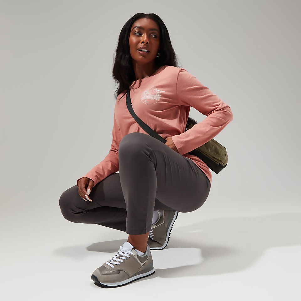 Women's Linear Landscape Long Sleeve Tee Pink