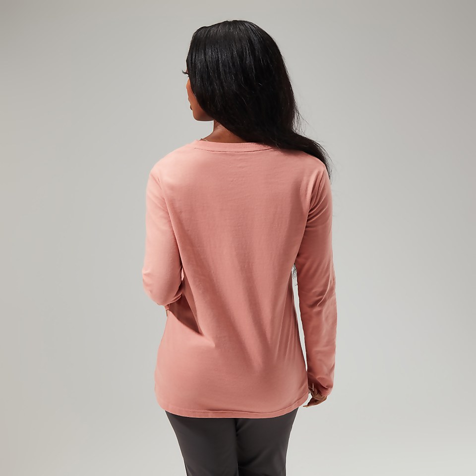 Women's Linear Landscape Long Sleeve Tee Pink