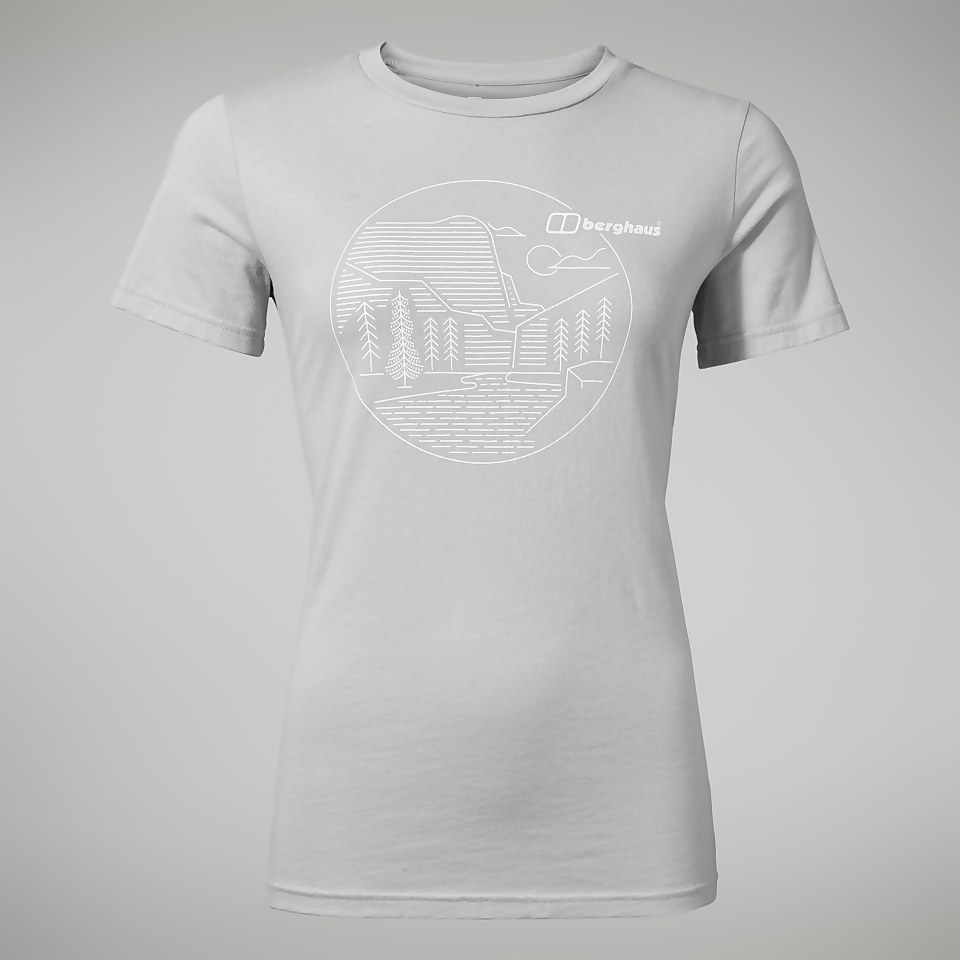 Women's Linear Landscape Short Sleeve Tee Light Grey