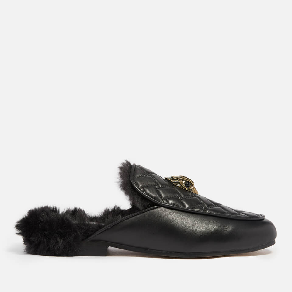 Kurt Geiger London Holly Embellished Faux Shearling-Lined Leather Mules