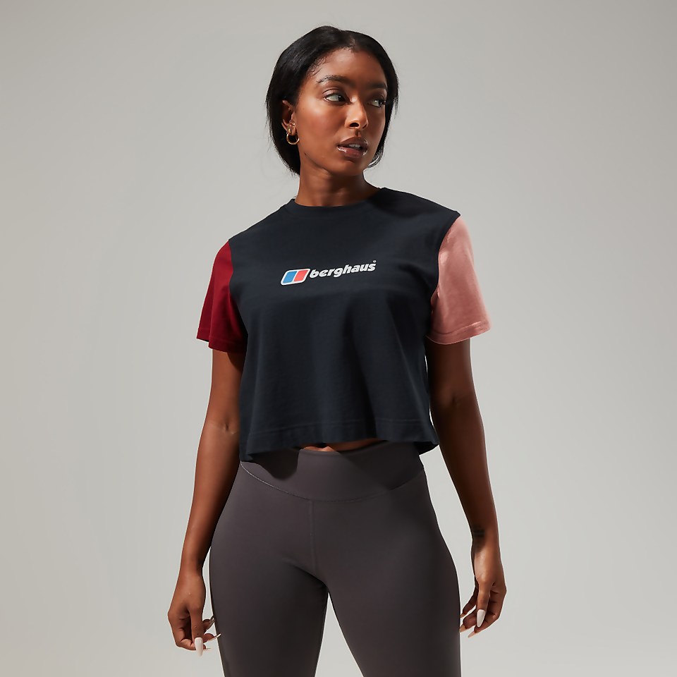 Women's Urban Crop Short Sleeve Tee - Black/Dark Red