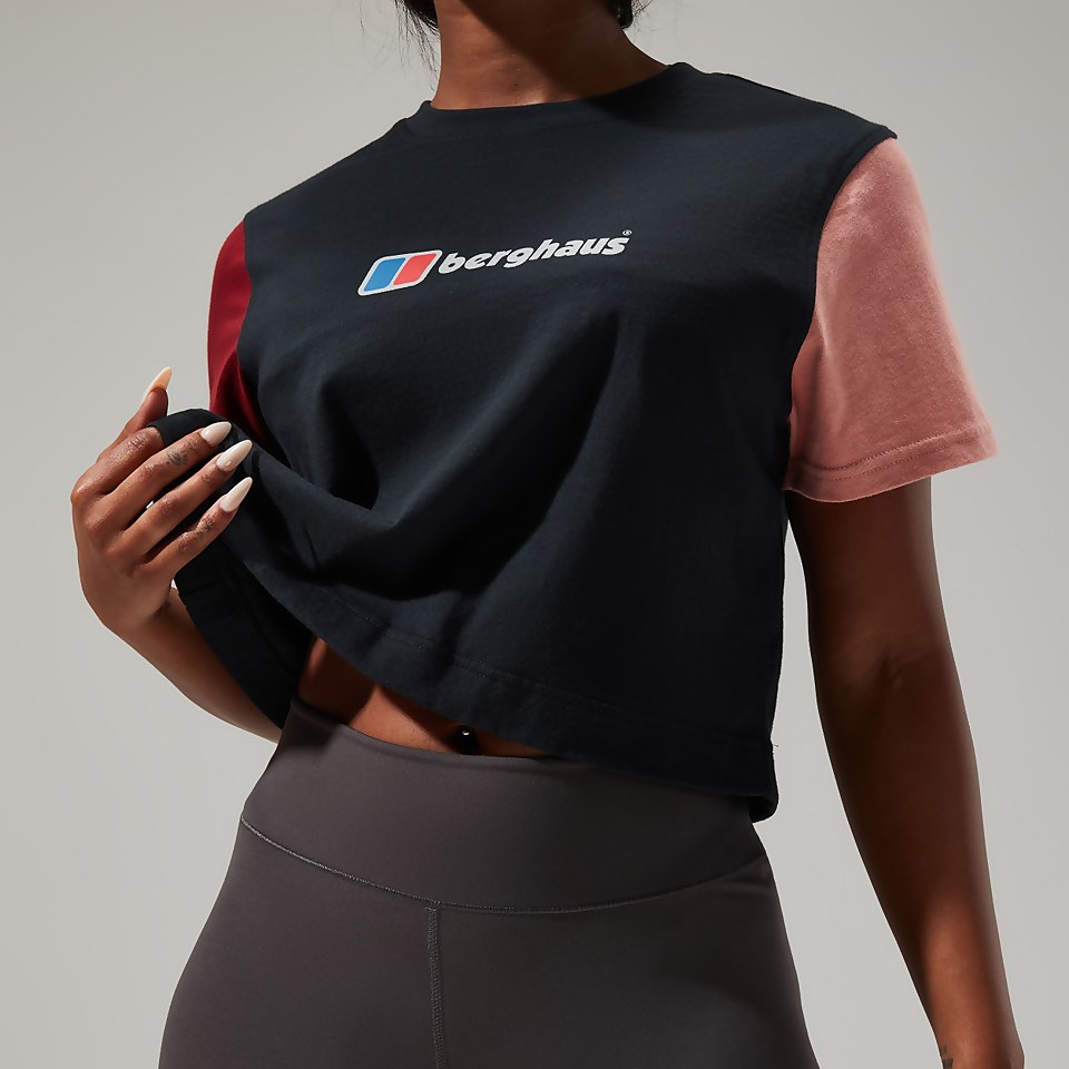 Women's Urban Crop Short Sleeve Tee - Black/Dark Red