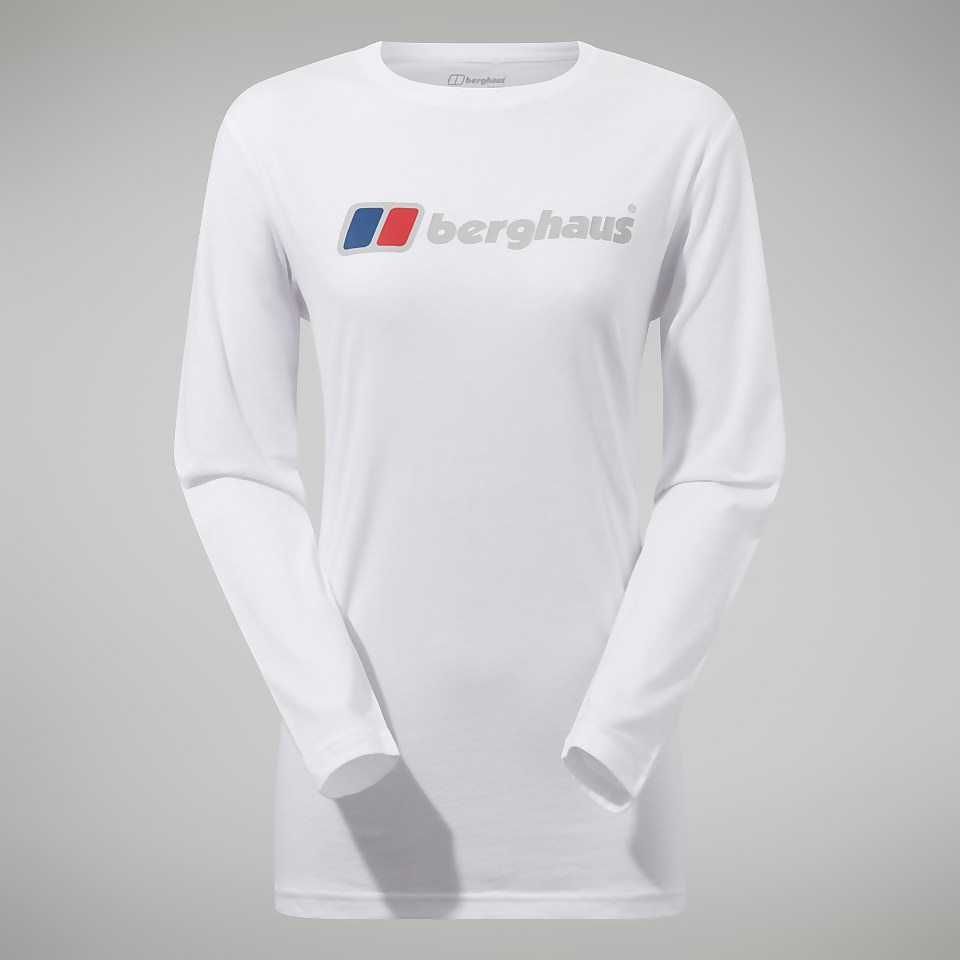 Women's Boyfriend Big Classic Logo Long Sleeve Tee White