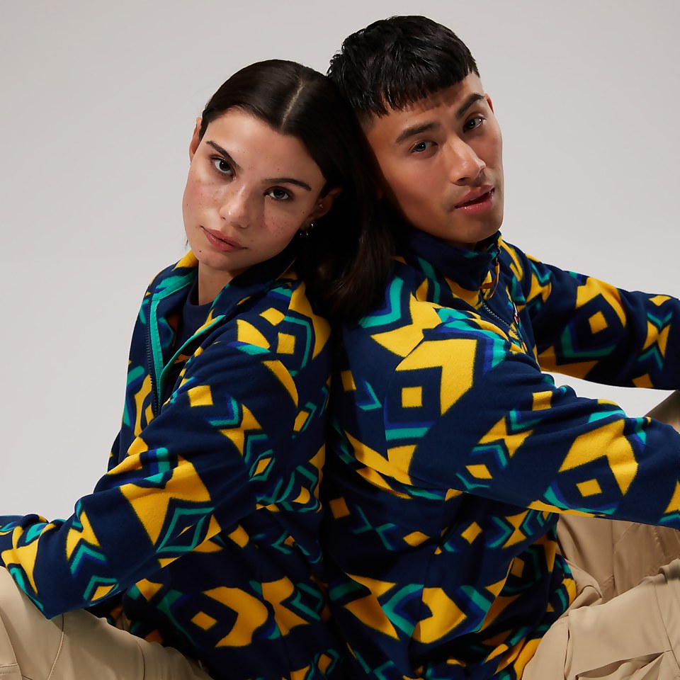 Unisex Prism Print Trango Half-zip Fleece - Blue/Turquoise