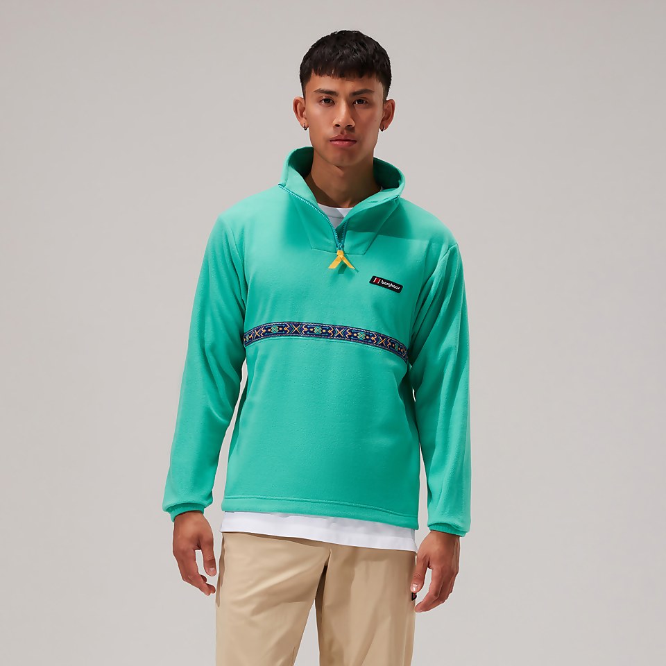 Women's Oversized Aztec Half-zip Fleece - Turquoise