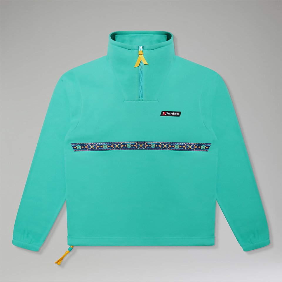 Women's Oversized Aztec Half-zip Fleece - Turquoise