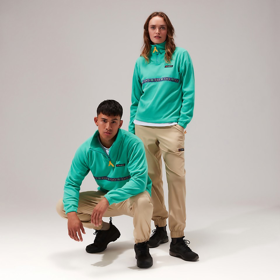 Women's Oversized Aztec Half-zip Fleece - Turquoise