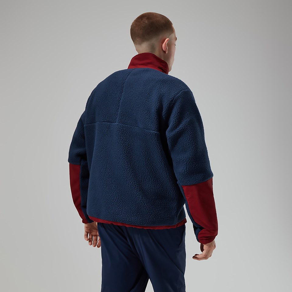 Unisex Urban Oversized Smock Fleece - Dark Blue/Dark Red