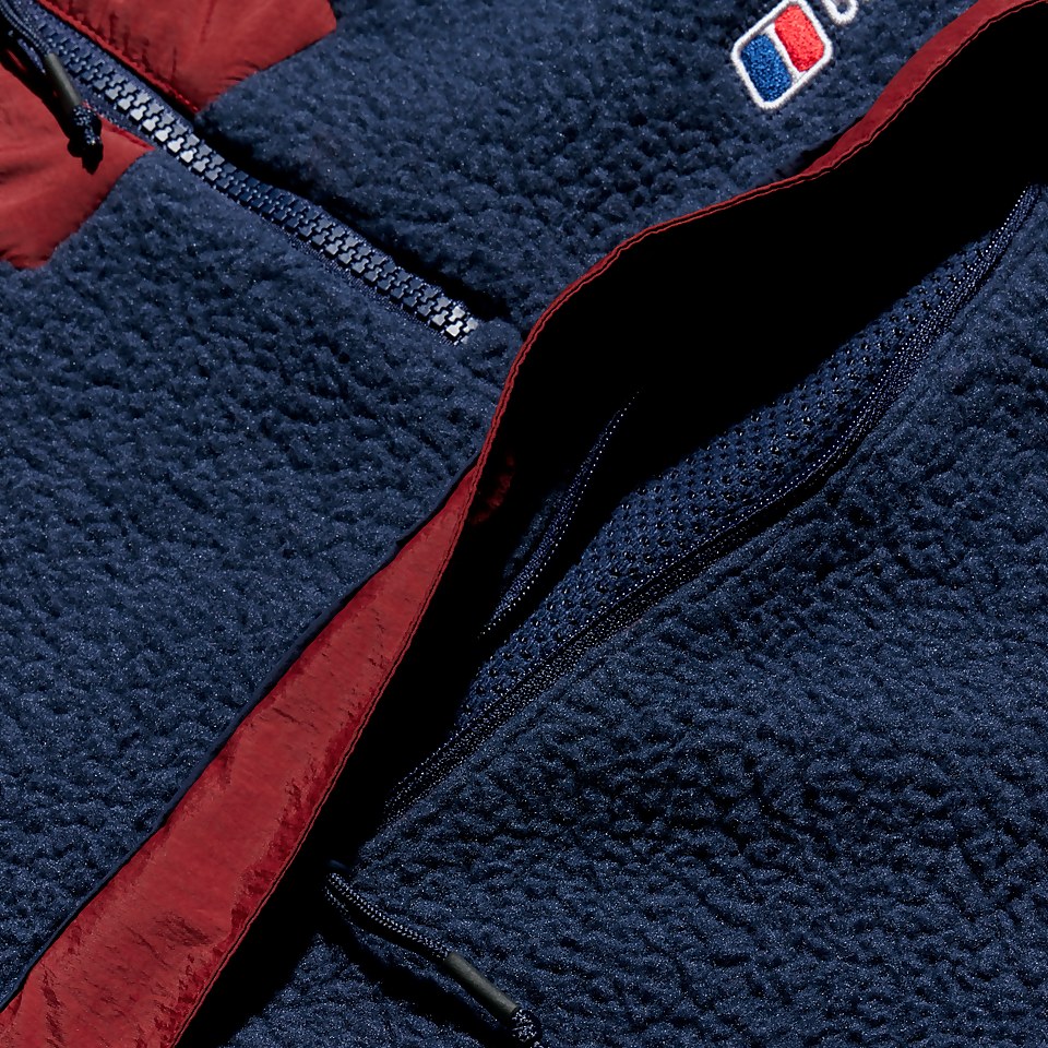 Unisex Urban Oversized Smock Fleece - Dark Blue/Dark Red