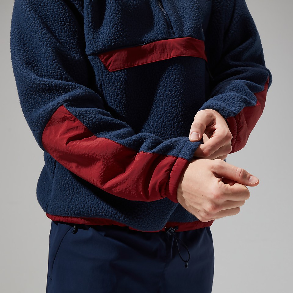 Unisex Urban Oversized Smock Fleece - Dark Blue/Dark Red