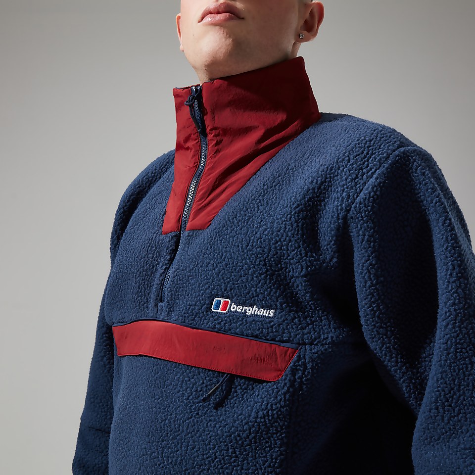 Unisex Urban Oversized Smock Fleece - Dark Blue/Dark Red