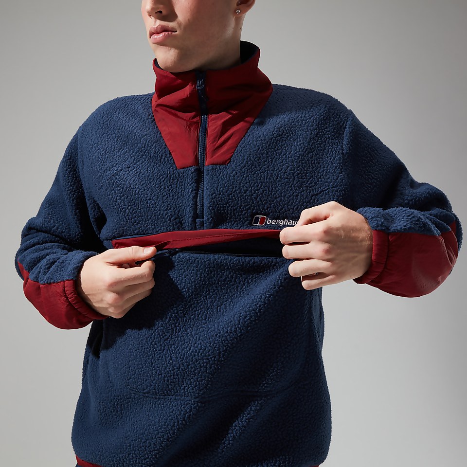 Unisex Urban Oversized Smock Fleece - Dark Blue/Dark Red
