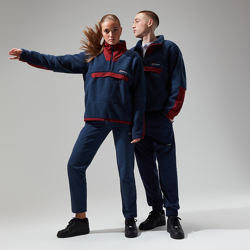 Unisex Urban Oversized Smock Fleece - Dark Blue/Dark Red