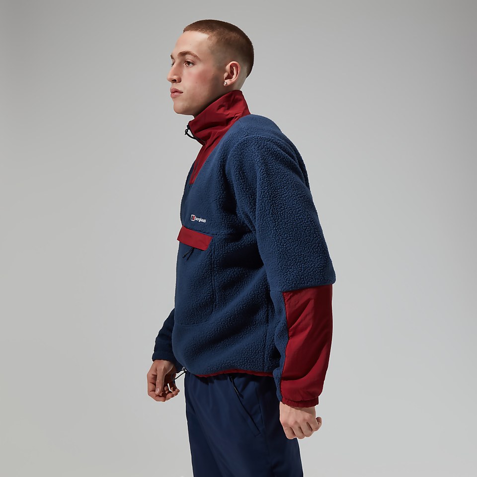 Unisex Urban Oversized Smock Fleece - Dark Blue/Dark Red