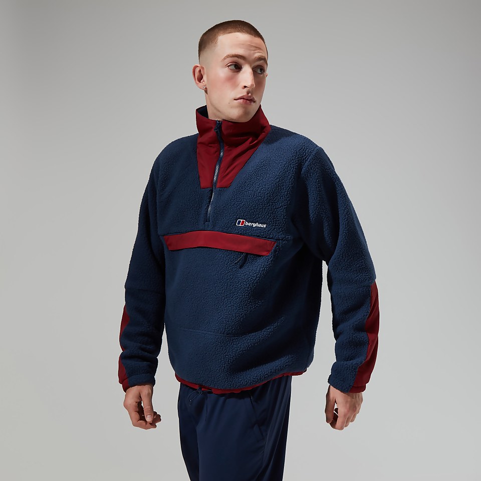Unisex Urban Oversized Smock Fleece - Dark Blue/Dark Red
