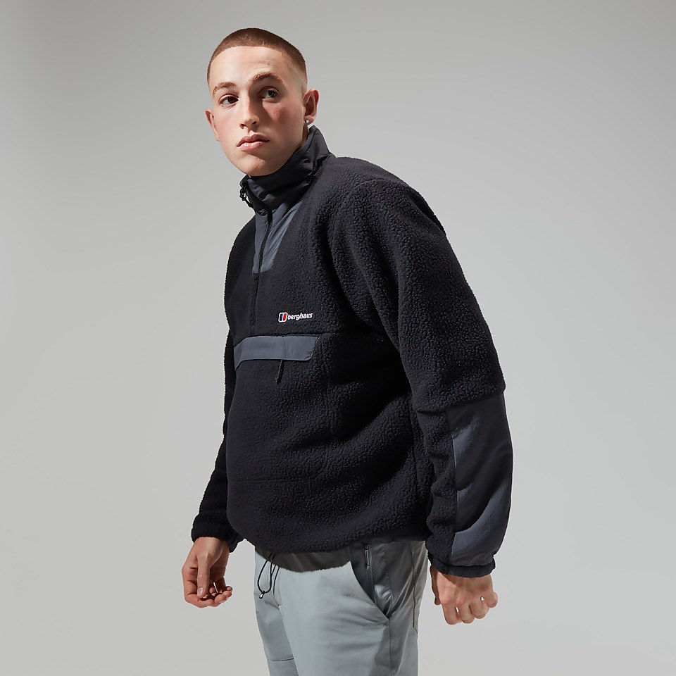 Unisex Urban Oversized Smock Fleece - Black/Grey