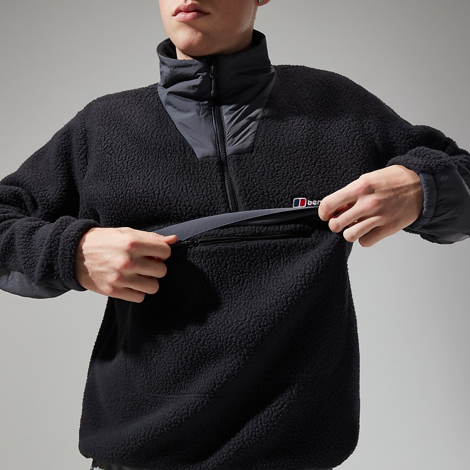 Unisex Urban Oversized Smock Fleece - Black/Grey
