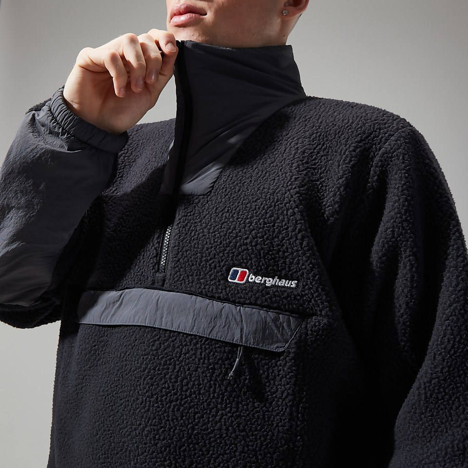 Unisex Urban Oversized Smock Fleece - Black/Grey
