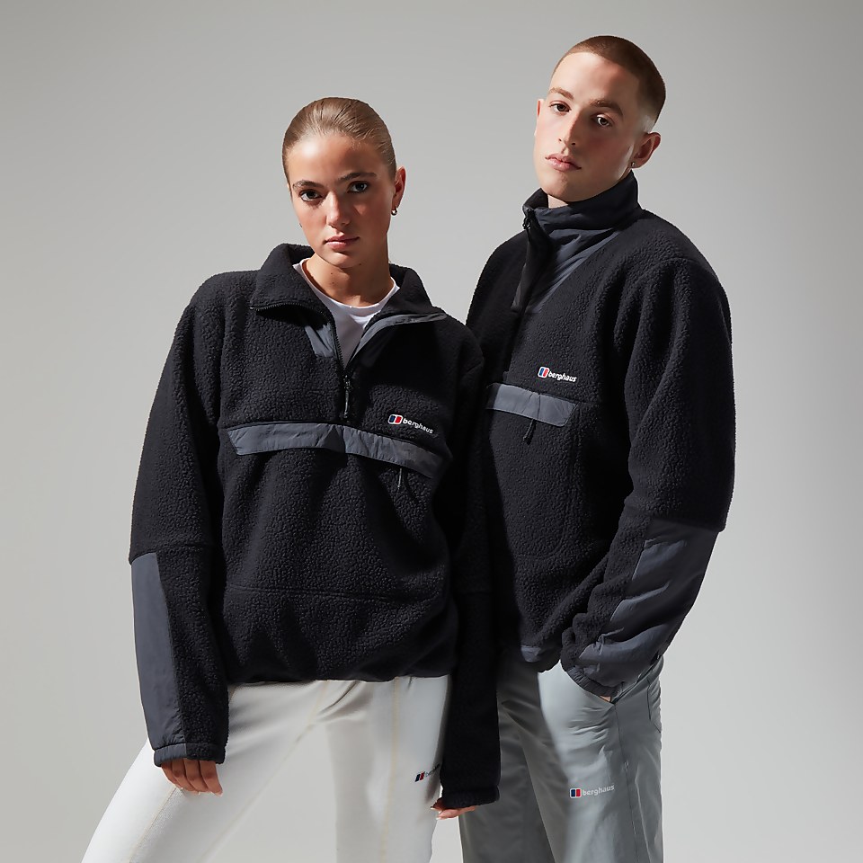 Unisex Urban Oversized Smock Fleece - Black/Grey