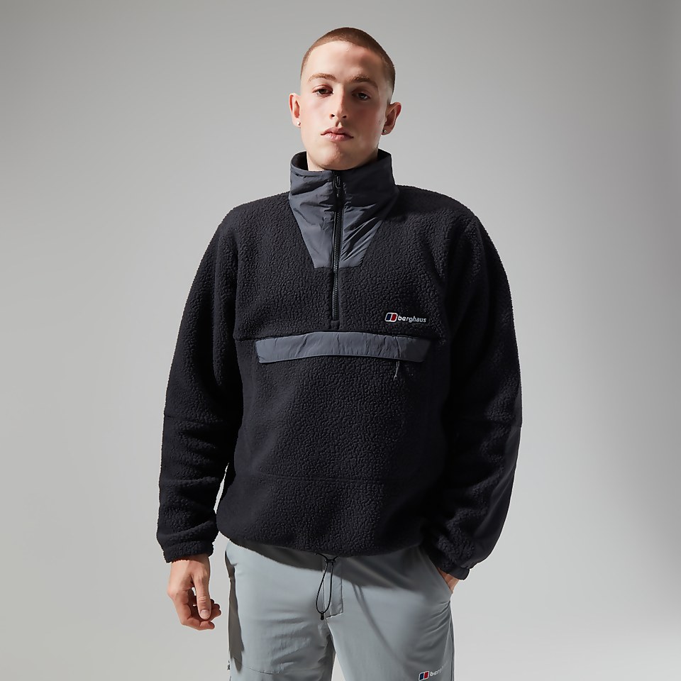 Unisex Urban Oversized Smock Fleece - Black/Grey