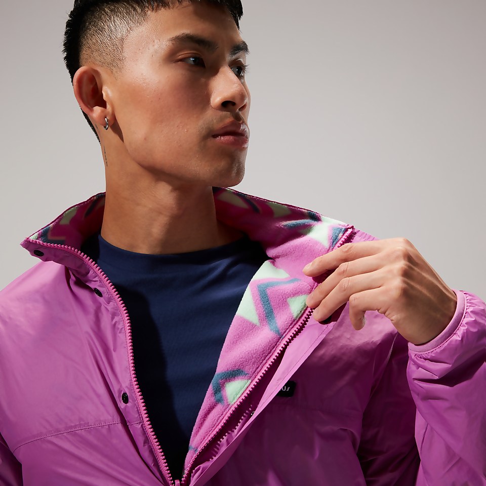 Unisex Reverse Wind Full-zip Fleece - Purple/Turquoise