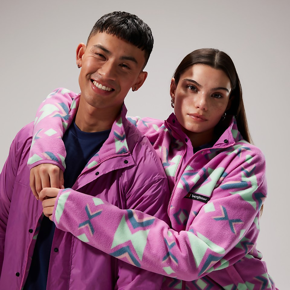 Unisex Reverse Wind Full-zip Fleece - Purple/Turquoise