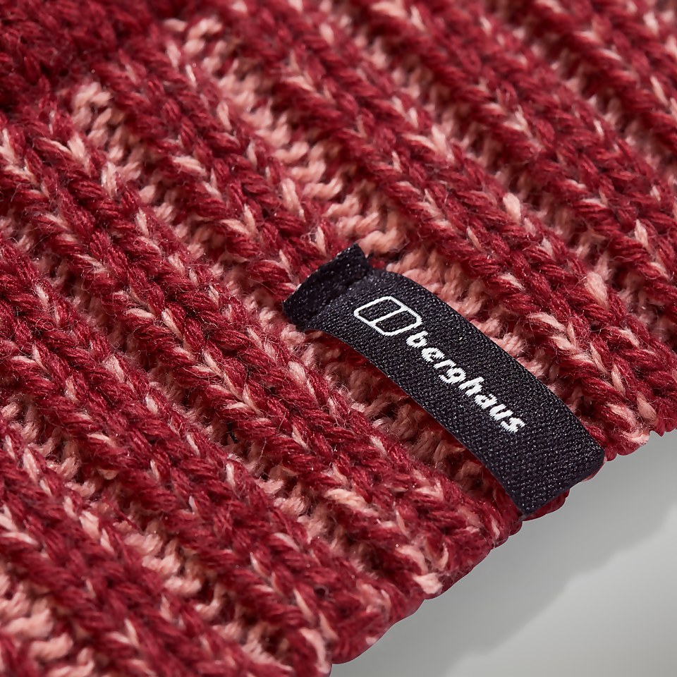 Bobble Beanie für Damen - Dunkelrot/Pink