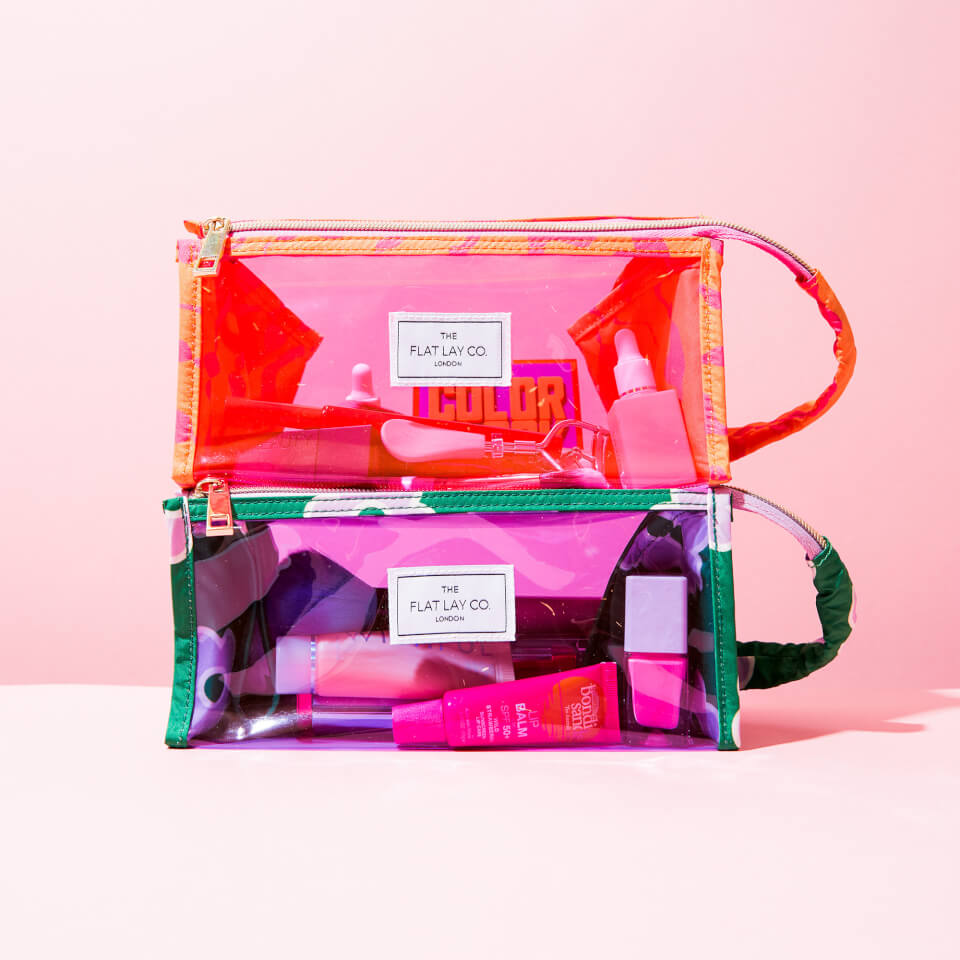 The Flat Lay Co. Open Flat Makeup Jelly Box Bag - Pink Dribbles on ...