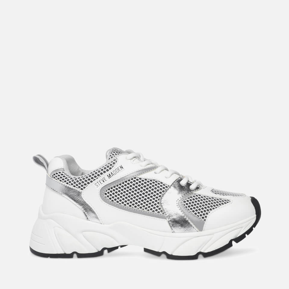 Steve Madden Standout Faux Leather and Mesh Running Style Trainers