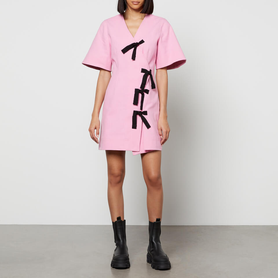 Ganni pink wrap dress clearance