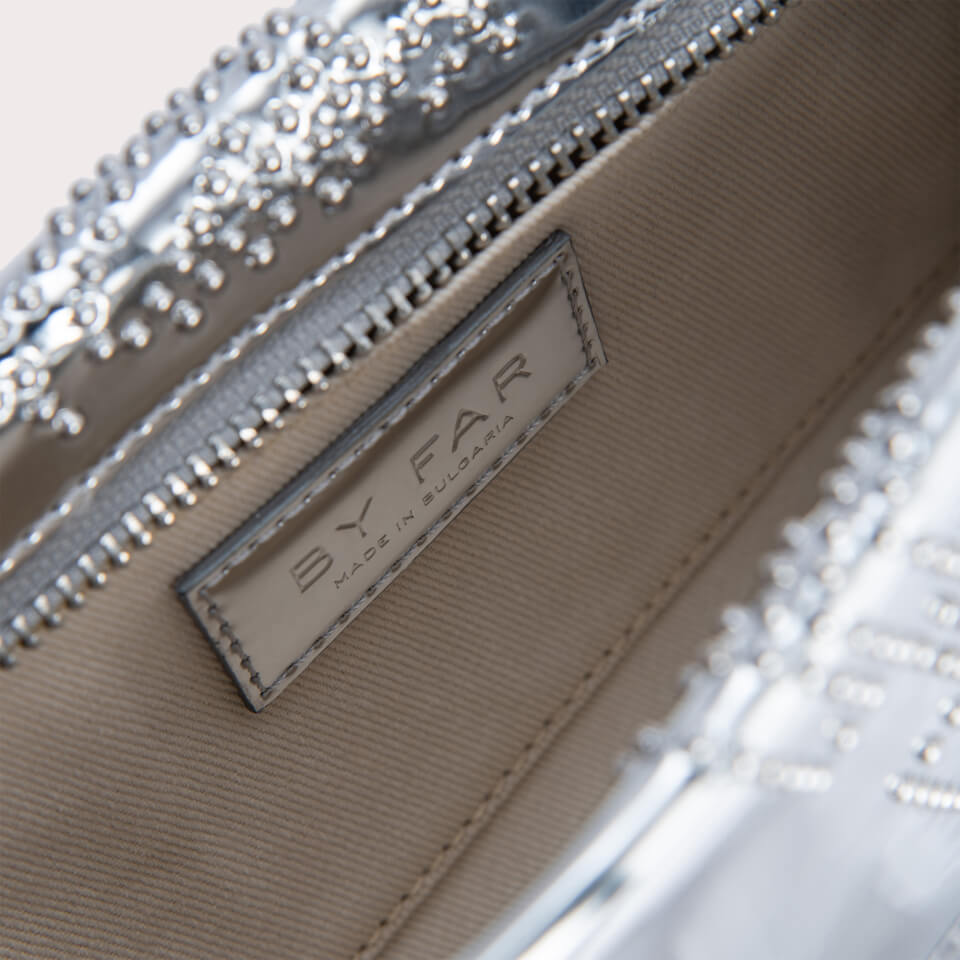 BY FAR Dulce Studded Metallic Patent-Leather Shoulder Bag