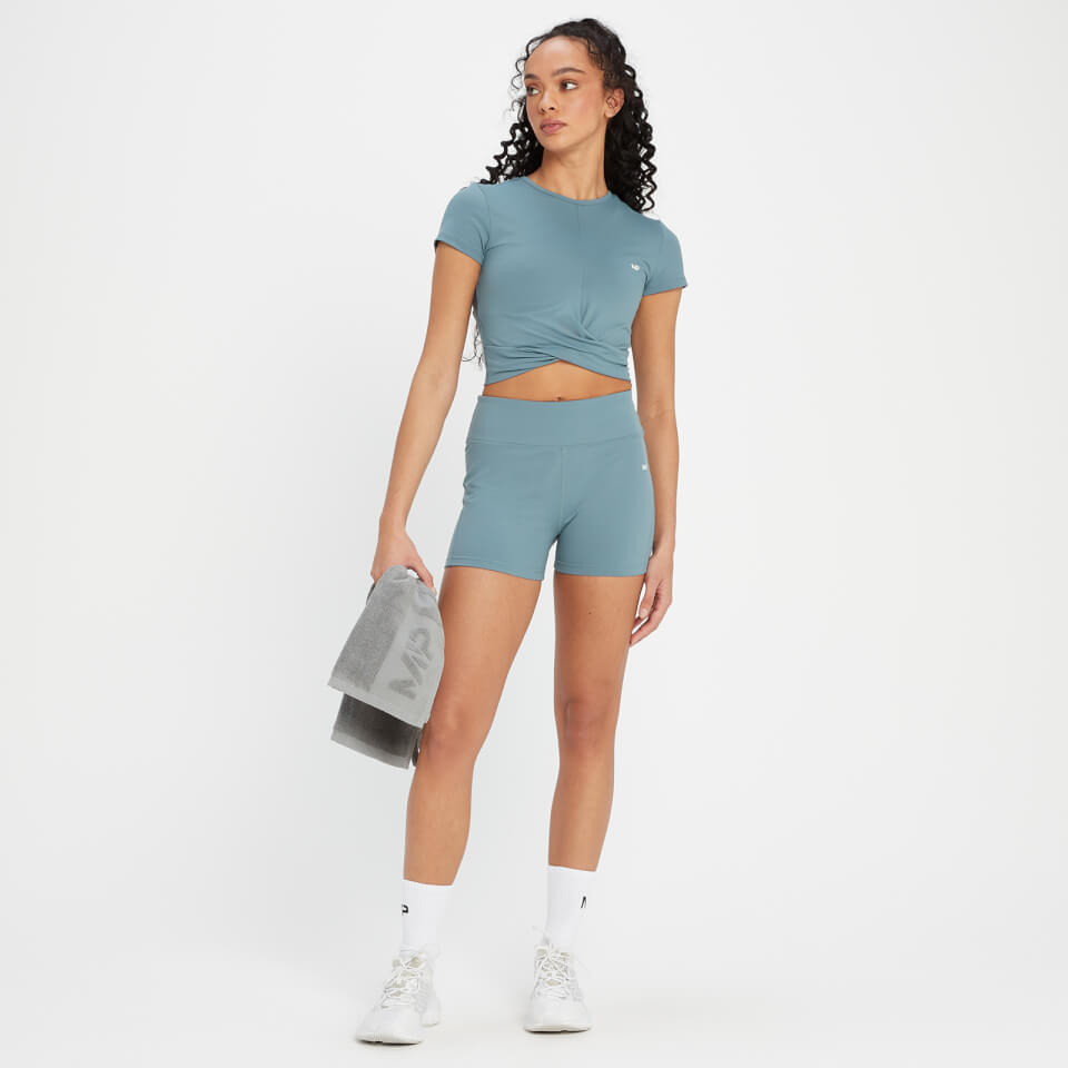 MP Women's Power Short Sleeve Crop Top - Pebble Blue