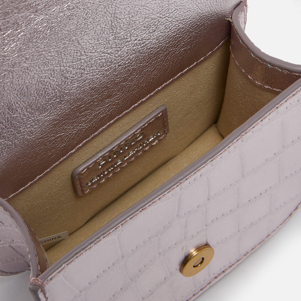 Pinko Micro Love Bell Croc-Effect Leather Bag