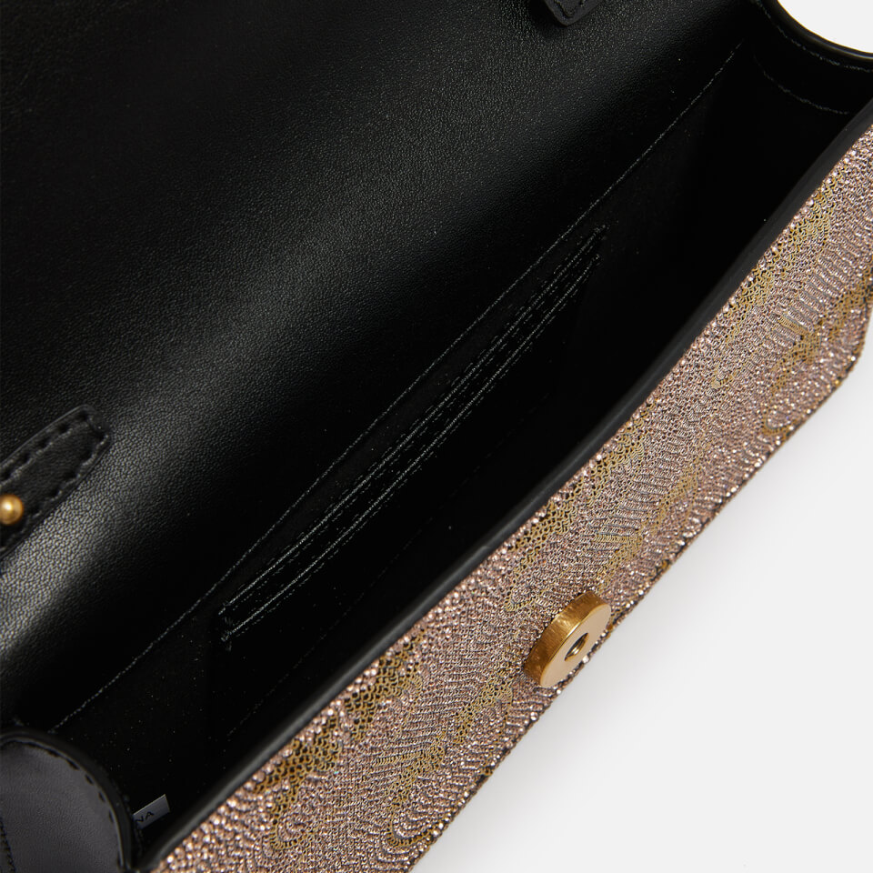 Pinko Mini Love Click Crystal-Embellished Leather Shoulder Bag