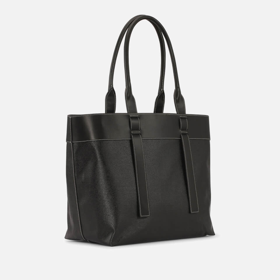 Ganni Printed Recycled Leather-Trimmed Canvas Tote Bag