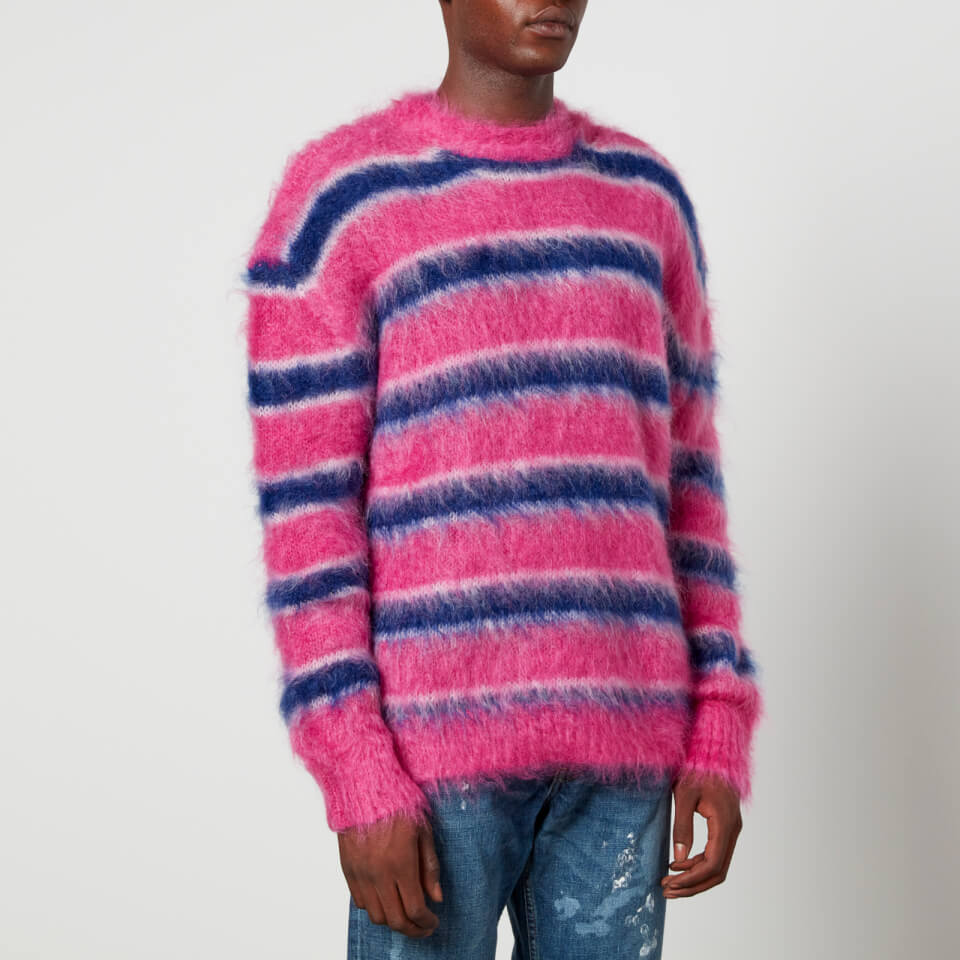 Marni Striped Brushed Intarsia Mohair Blend Jumper Coggles