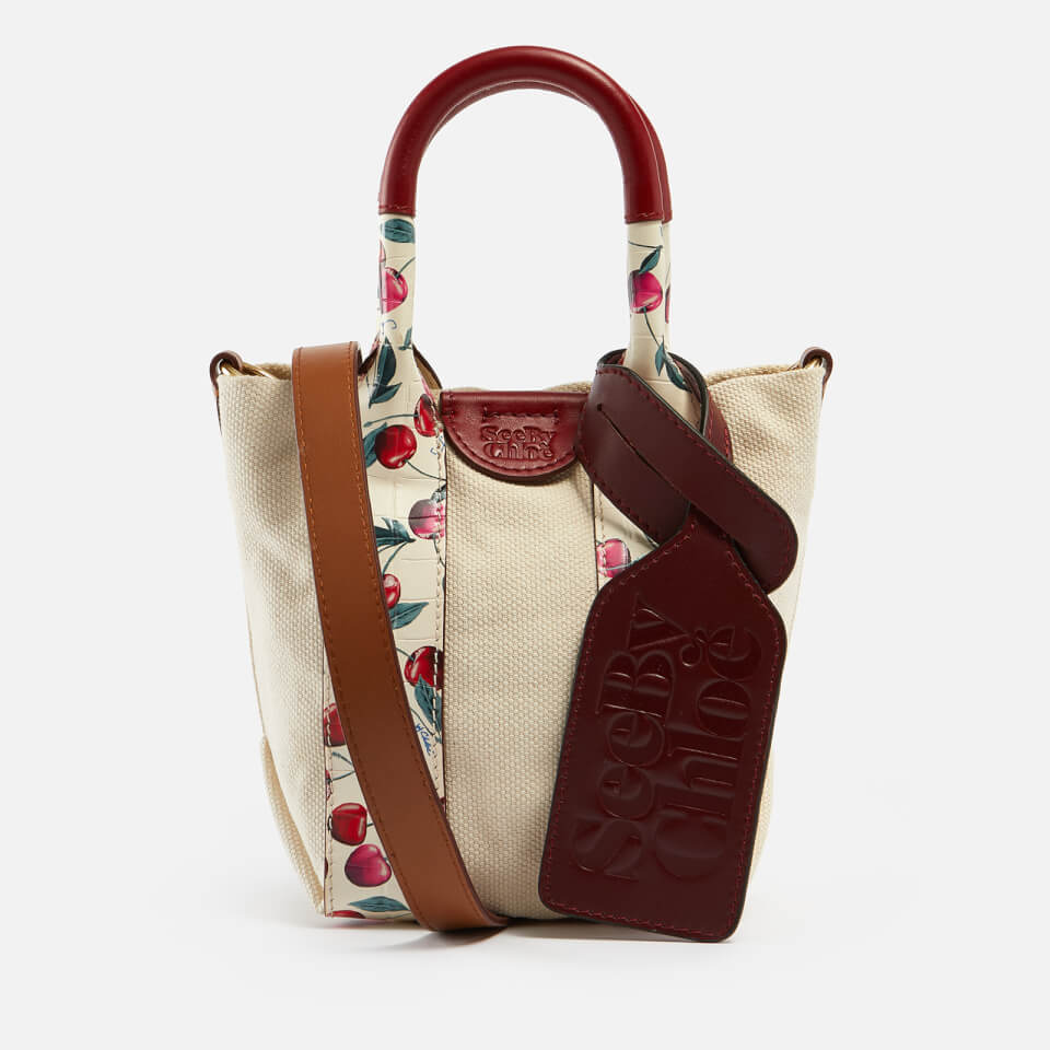 See By Chloé Laetizia Cherry Mini Canvas and Leather Tote Bag