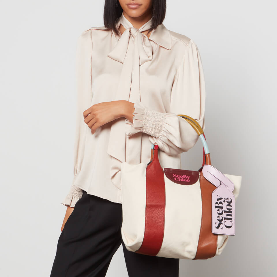 See By Chloé Laetizia Medium Colour-Block Canvas and Leather Bag