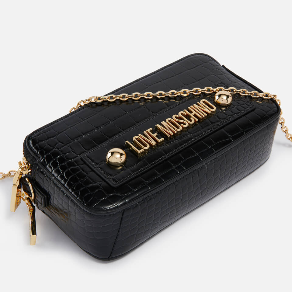 Love Moschino Croc-Effect Faux Leather Clutch Bag