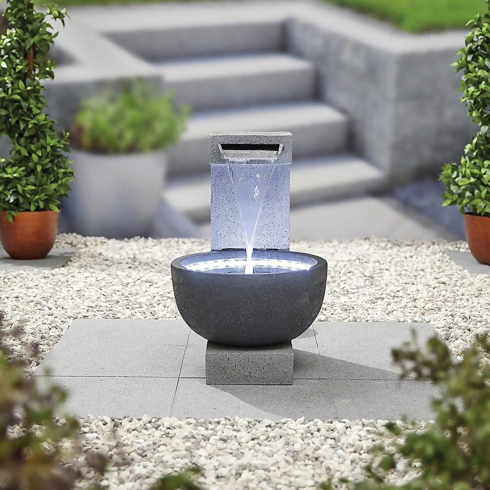 Stylish Fountain Solitary Pour Water Feature with LEDs