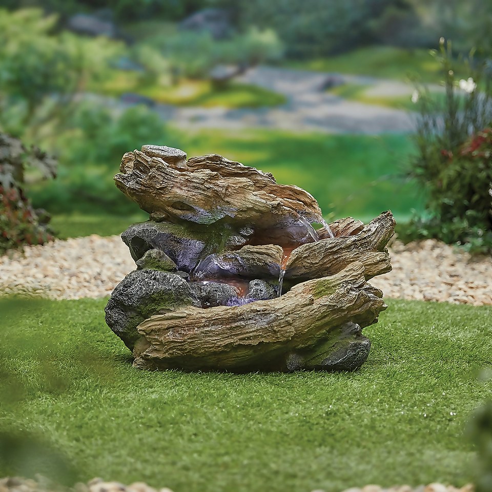 Stylish Fountain Bubbling Brook Water Feature with LEDs