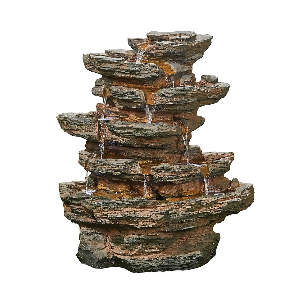 Stylish Fountain Red Rock Springs Water Feature with LEDs