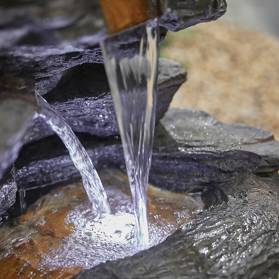 Stylish Fountain Hinoki Springs Water Feature with LEDs