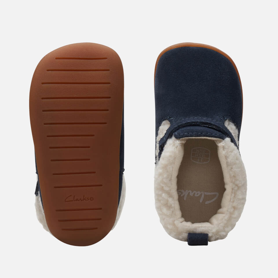 Clarks Toddlers Roamer Moon Suede and Faux Fur Boots