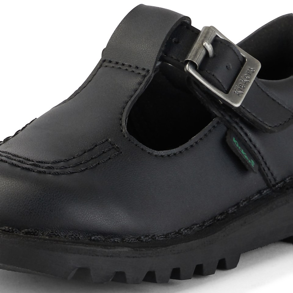 Infant Girls Kick T Bar Leather Alternative Black