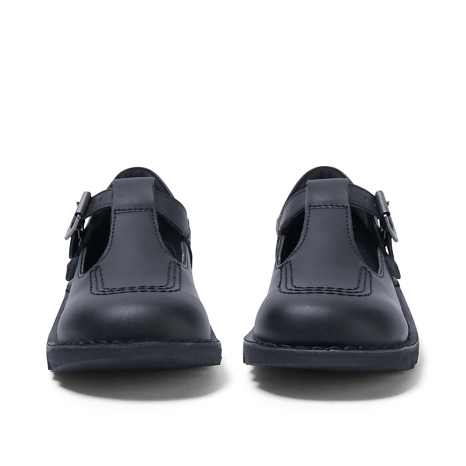 Junior Girls Kick T Bar Leather Alternative Black